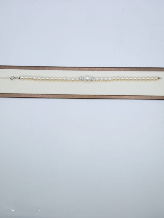 BRACCIALE DI PERLE COLTIVATE ORO BIANCO 750% OSAKA PERLE