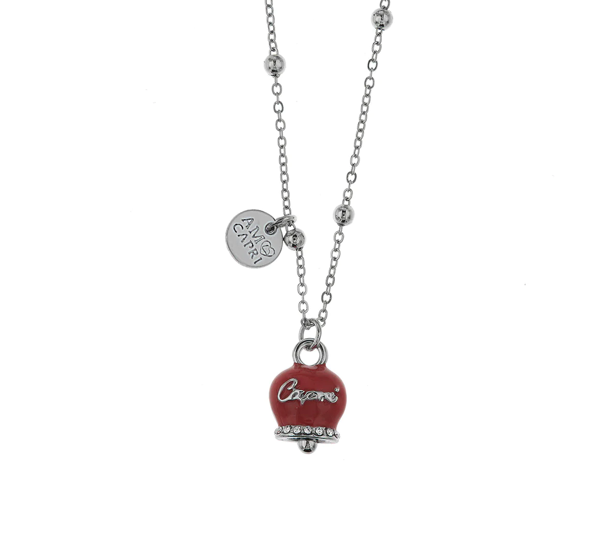 COLLANA CON CAMPANELLA SMALTATO ROSSA AMO CAPRI