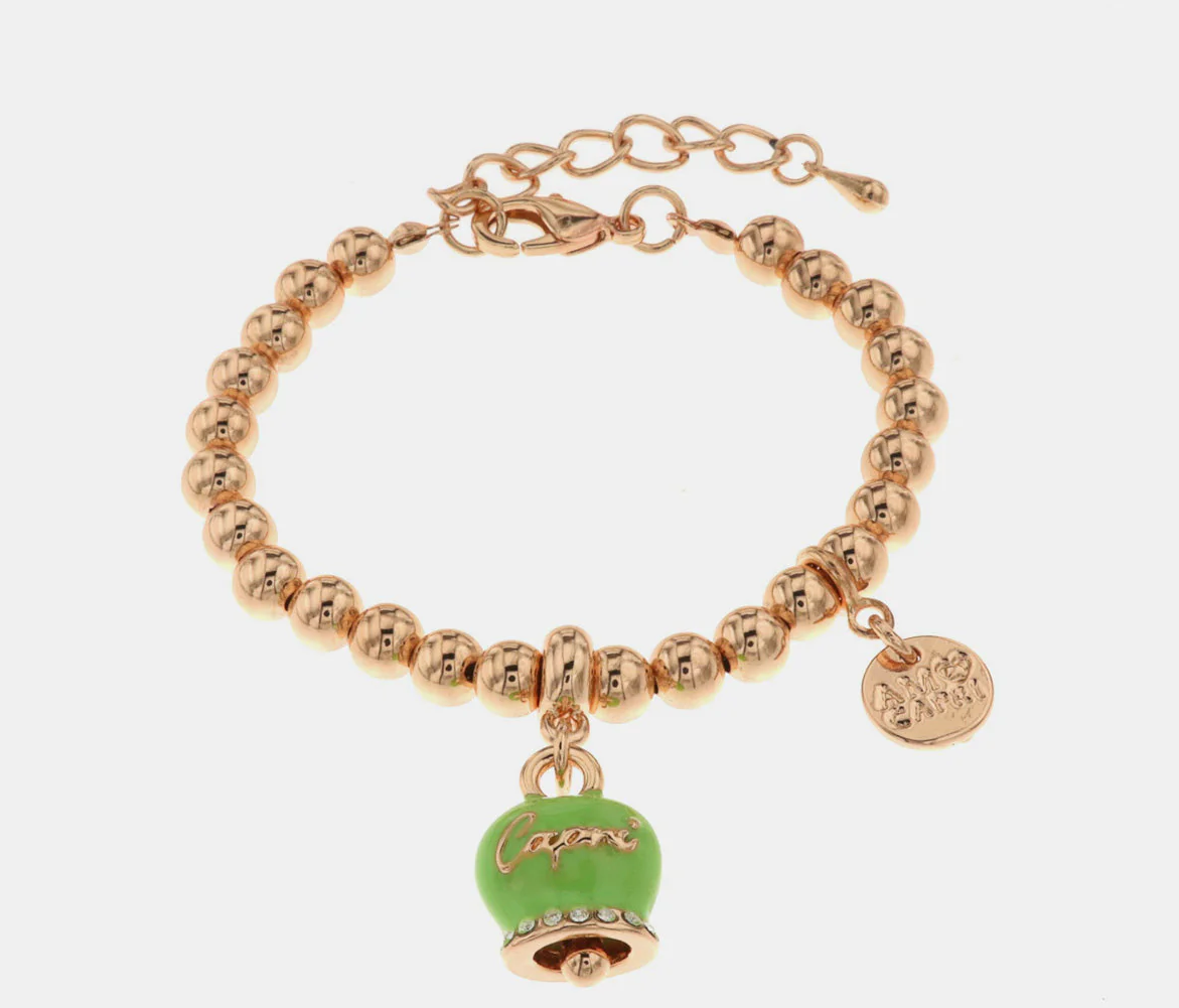 BRACCIALE ROSE' CON CAMPANELLA VERDE LIME AMO CAPRI