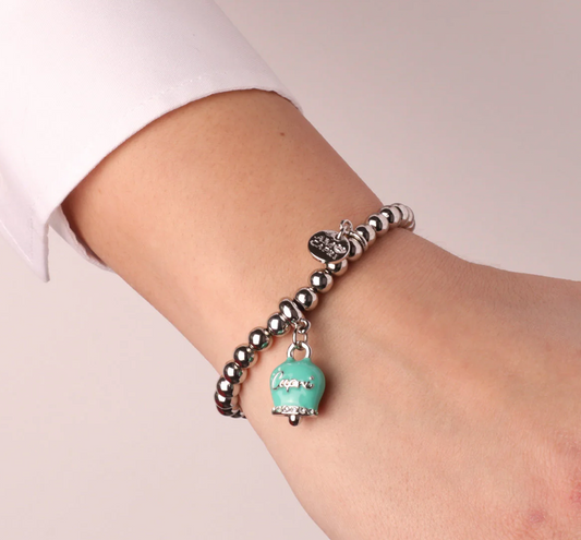 BRACCIALE CON CAMPANELLA SMATATA VERDE MARINO AMO CAPRI