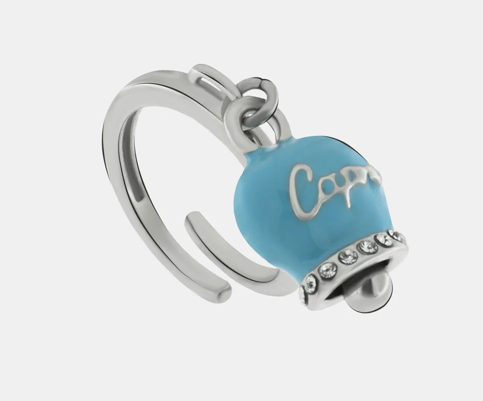 ANELLO CON CAMPANELLA AZZURRA E ZIRCONI AMO CAPRI