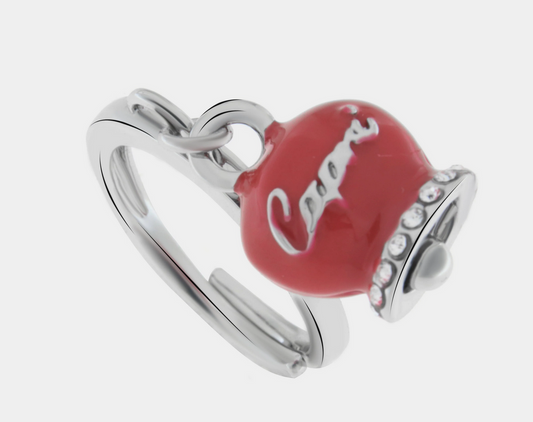 ANELLO CON CAMPANELLA ROSSA CON ZIRCONI E BASE ARGENTATA AMO CAPRI