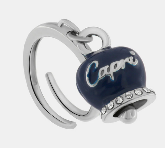 ANELLO CAMPANELLA BLU CON ZIRCONI BASE ARGENTO AMO CAPRI