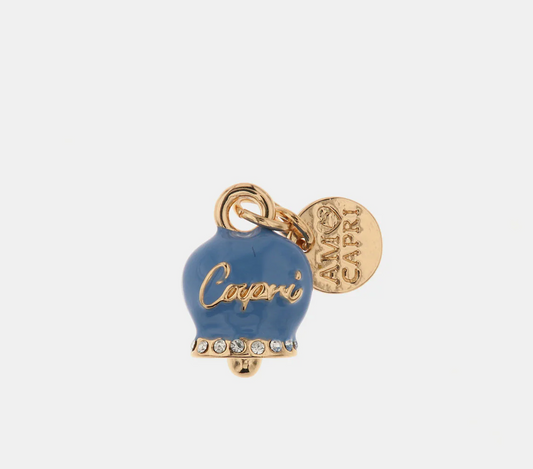 CIONDOLO DORATO CON CAMPANELLA SMALTATA BLU COBALTO AMO CAPRI