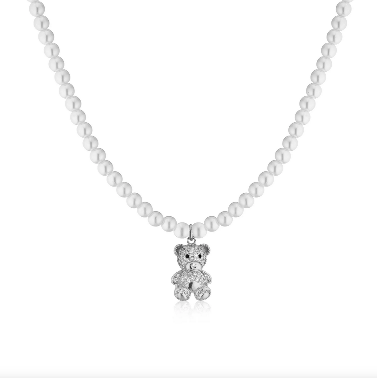 COLLANA DI PERLE CON ORSETTO ARGENTO 925%