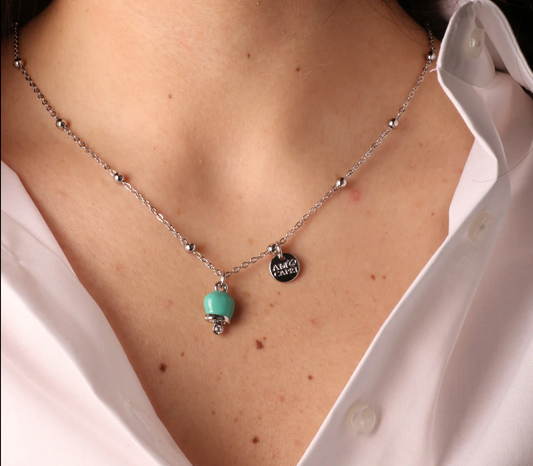 COLLEZIONE BASE ARGENTO CAMPANELLA VERDE ACQUA CON PUNTO LUCE AMO CAPRI