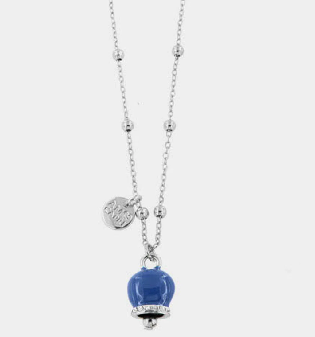 COLLANA E BRACCIALE  CON CAMPANELLA  BLU E CRISTALLI AMO CAPRI