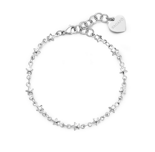 BRACCIALE CHUNKY S'AGAPÕ IN  ACCIAIO E DORATO CON STELLINE