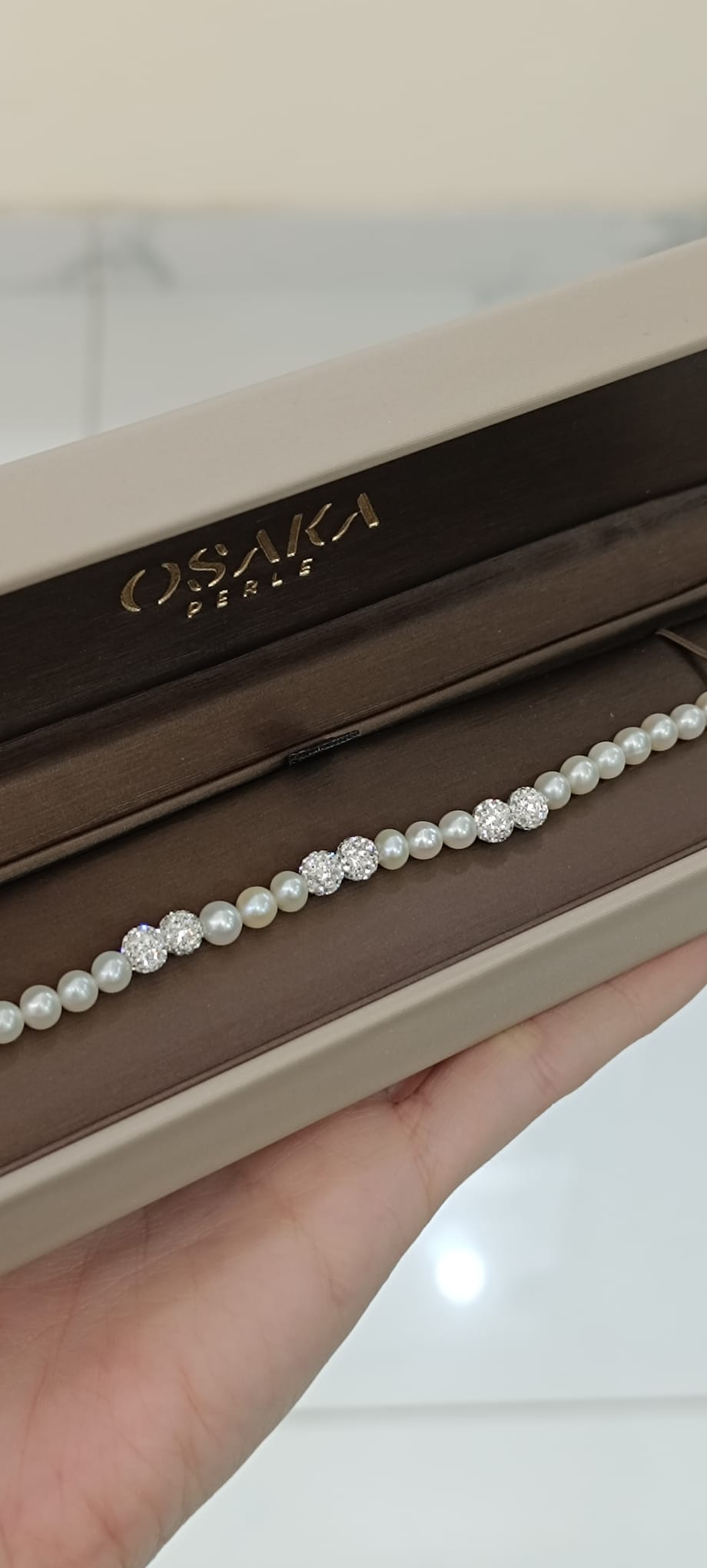 BRACCIALE DI PERLE COLTIVATE ORO BIANCO 750% OSAKA PERLE