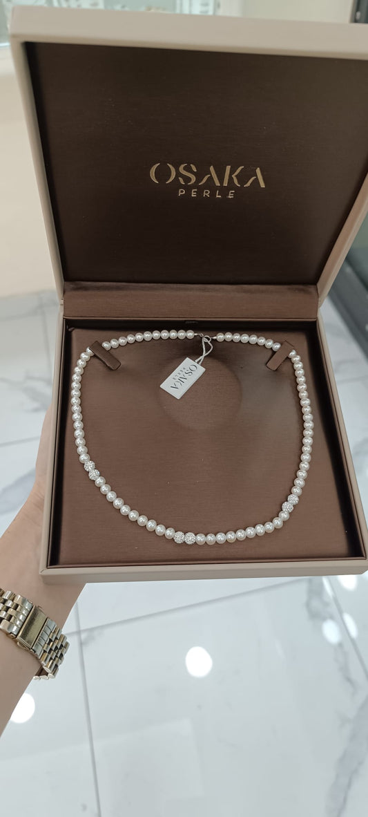 COLLANA DI PERLE COLTIVATE ORO BIANCO 750% OSAKA PERLE