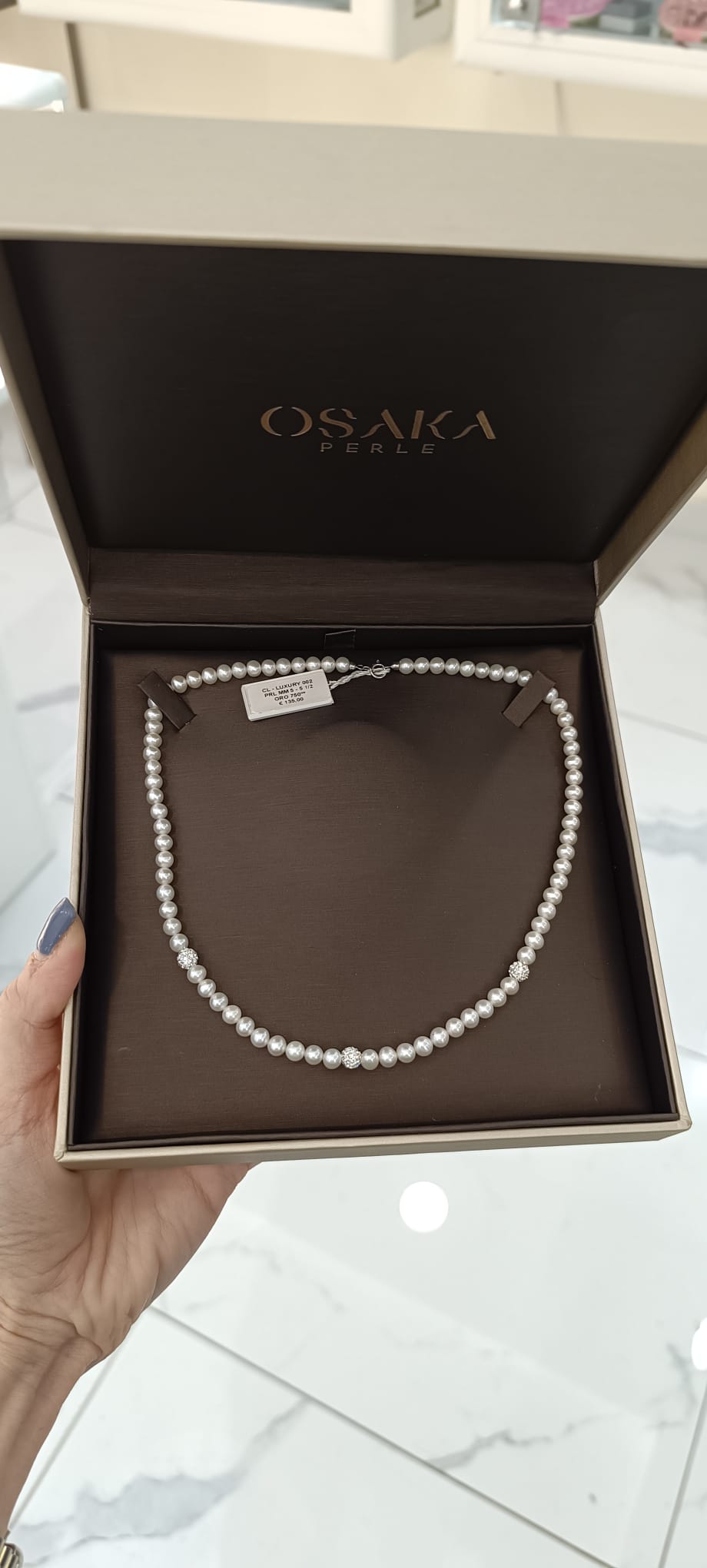 COLLANA DI PERLE COLTIVATE ORO BIANCO 750% OSAKA PERLE