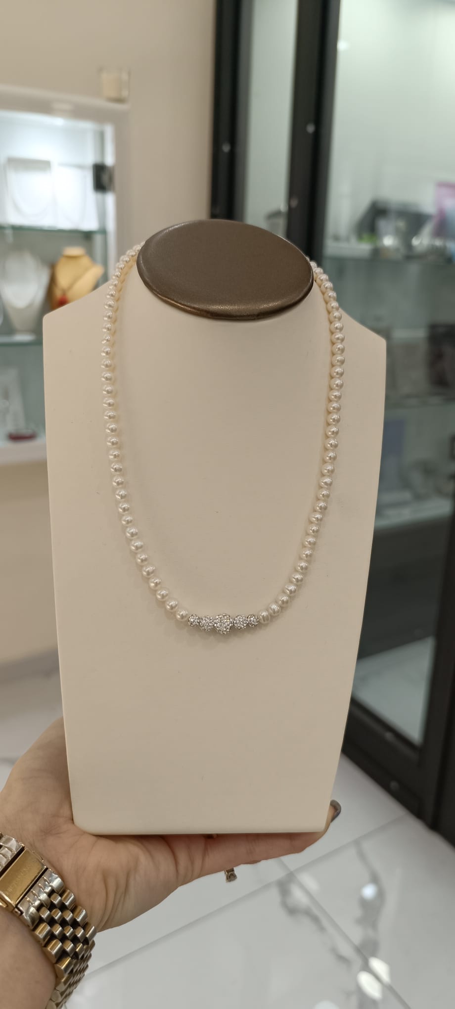 COLLANA DI PERLE COLTIVATE ORO BIANCO 750% OSAKA PERLE